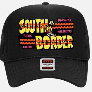 Black South Of The Border Foam Trucker Otto Mesh Snap Back Hat Cap